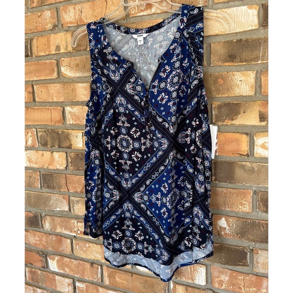 Sonoma Women’s Blue Paisley Pintuck Tank Small - Picture 5 of 9